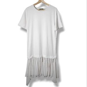 Zara Baggy Shirt Dress Size M Asymmetrical Chiffon Hem Relaxed Casual